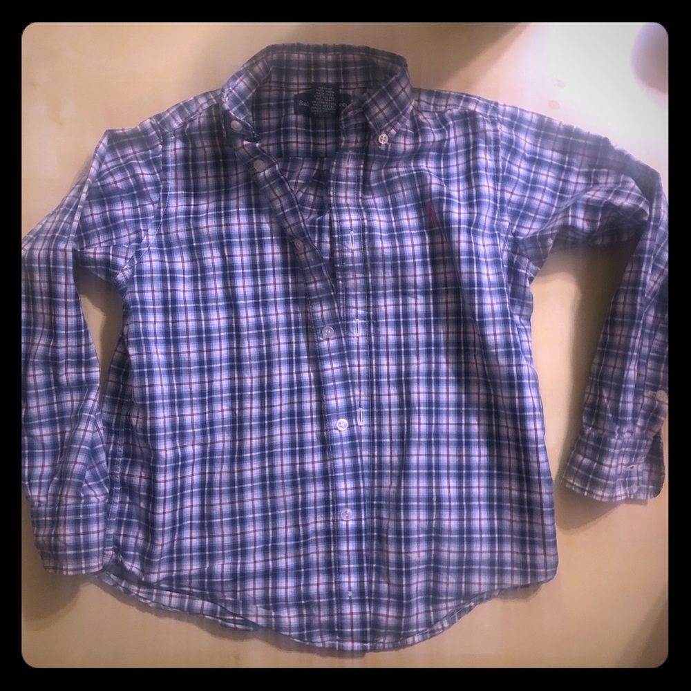 Ralph Lauren Blue Plaid Long Sleeve Boys Sz 5